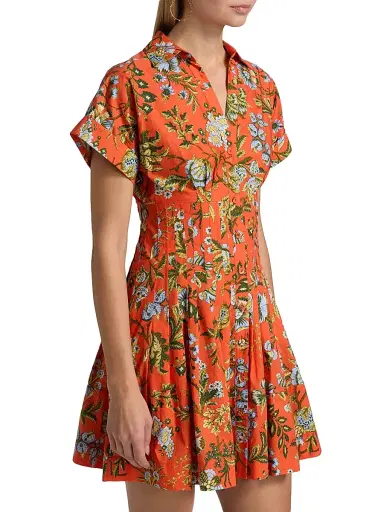 Cara Cara Women's Nash Floral Cotton Poplin Minidress - Clover Orange - Size XL | Thumbnail 4 Cara Cara Women's Nash Floral Cotton Poplin Minidress - Clover Orange - Size XL | Thumbnail 4