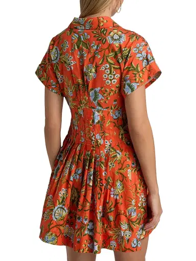 Cara Cara Women's Nash Floral Cotton Poplin Minidress - Clover Orange - Size XL | Thumbnail 5 Cara Cara Women's Nash Floral Cotton Poplin Minidress - Clover Orange - Size XL | Thumbnail 5