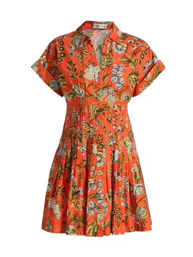 Cara Cara Women's Nash Floral Cotton Poplin Minidress - Clover Orange - Size XL | Thumbnail 1 Cara Cara Women's Nash Floral Cotton Poplin Minidress - Clover Orange - Size XL | Thumbnail 1