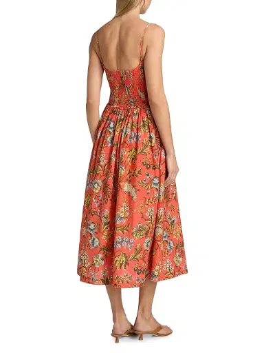 Cara Cara Women's Carmen Floral Cotton Midi-Dress - Clover Orange - Size XL | Thumbnail 5