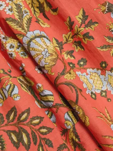 Cara Cara Women's Carmen Floral Cotton Midi-Dress - Clover Orange - Size XL | Thumbnail 7