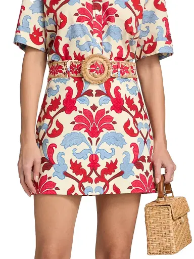Cara Cara Women's Blaze Floral Cotton Miniskirt - Fluer Crest Ivory - Size 12 | Thumbnail 3 Cara Cara Women's Blaze Floral Cotton Miniskirt - Fluer Crest Ivory - Size 12 | Thumbnail 3