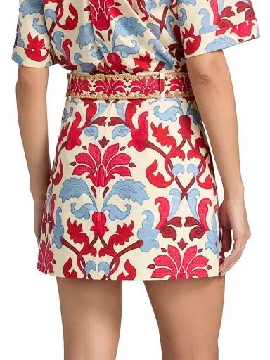 Cara Cara Women's Blaze Floral Cotton Miniskirt - Fluer Crest Ivory - Size 12 | Thumbnail 5 Cara Cara Women's Blaze Floral Cotton Miniskirt - Fluer Crest Ivory - Size 12 | Thumbnail 5