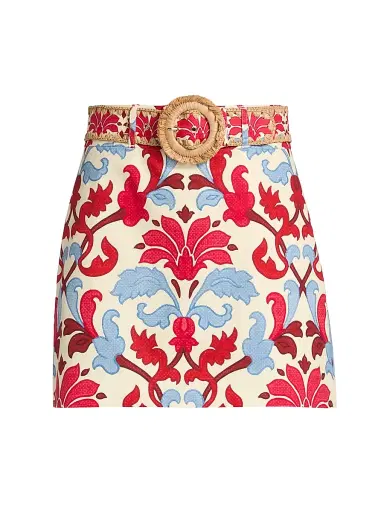 Cara Cara Women's Blaze Floral Cotton Miniskirt - Fluer Crest Ivory - Size 12 | Thumbnail 1 Cara Cara Women's Blaze Floral Cotton Miniskirt - Fluer Crest Ivory - Size 12 | Thumbnail 1