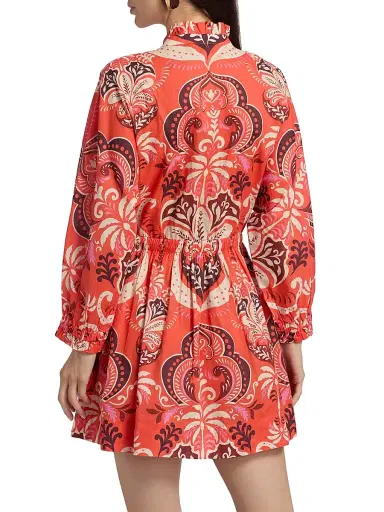 Cara Cara Women's Beatrice Floral Cotton Mini-Shirtdress - Palm Pavillion Coral - Size XL | Thumbnail 5 Cara Cara Women's Beatrice Floral Cotton Mini-Shirtdress - Palm Pavillion Coral - Size XL | Thumbnail 5