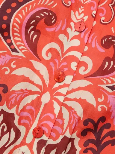 Cara Cara Women's Beatrice Floral Cotton Mini-Shirtdress - Palm Pavillion Coral - Size XL | Thumbnail 7 Cara Cara Women's Beatrice Floral Cotton Mini-Shirtdress - Palm Pavillion Coral - Size XL | Thumbnail 7