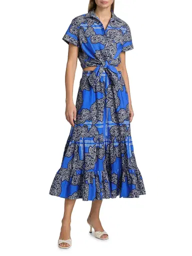 Cara Cara Women's Asbury Floral Cotton Poplin Crop Shirt | Thumbnail 2 Cara Cara Women's Asbury Floral Cotton Poplin Crop Shirt | Thumbnail 2