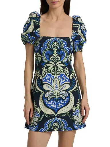 Cara Cara Women's Kelly Graphic Botanical Minidress - Palm Pavillion Cobalt - Size XL | Thumbnail 3 Cara Cara Women's Kelly Graphic Botanical Minidress - Palm Pavillion Cobalt - Size XL | Thumbnail 3