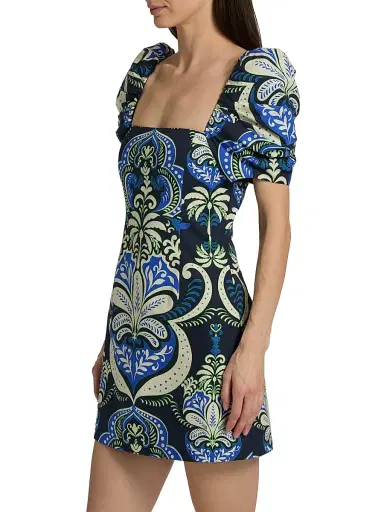 Cara Cara Women's Kelly Graphic Botanical Minidress - Palm Pavillion Cobalt - Size XL | Thumbnail 4 Cara Cara Women's Kelly Graphic Botanical Minidress - Palm Pavillion Cobalt - Size XL | Thumbnail 4