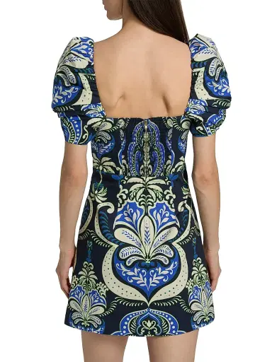 Cara Cara Women's Kelly Graphic Botanical Minidress - Palm Pavillion Cobalt - Size XL | Thumbnail 5 Cara Cara Women's Kelly Graphic Botanical Minidress - Palm Pavillion Cobalt - Size XL | Thumbnail 5