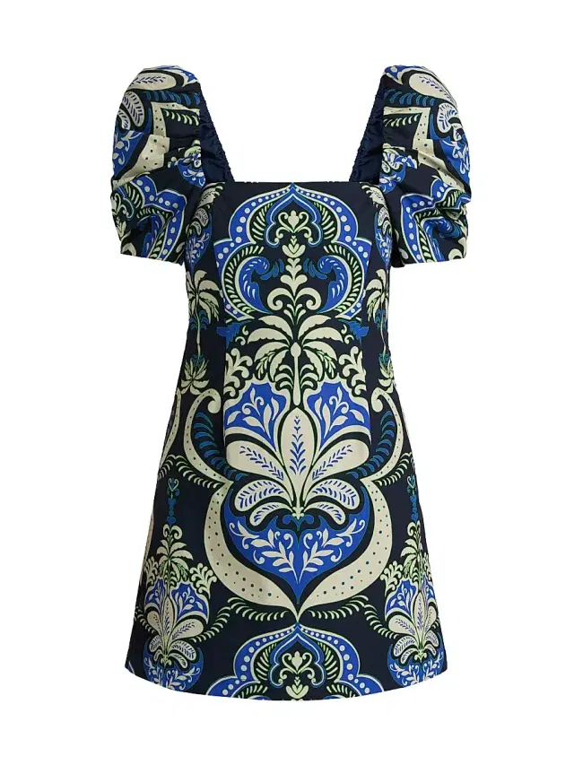 Women's Kelly Graphic Botanical Minidress - Palm Pavillion Cobalt