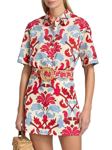 Cara Cara Women's Calvia Floral Cotton Poplin Oversized Shirt - Fluer Crest Ivory - Size XL | Thumbnail 3 Cara Cara Women's Calvia Floral Cotton Poplin Oversized Shirt - Fluer Crest Ivory - Size XL | Thumbnail 3