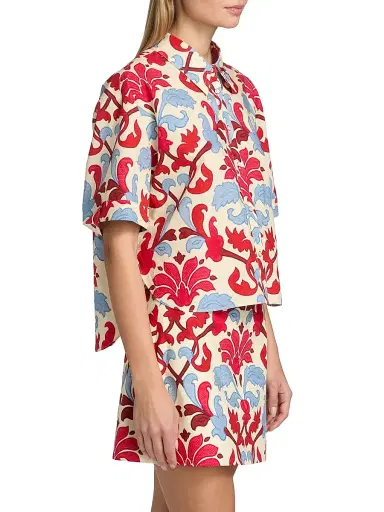 Cara Cara Women's Calvia Floral Cotton Poplin Oversized Shirt - Fluer Crest Ivory - Size XL | Thumbnail 4 Cara Cara Women's Calvia Floral Cotton Poplin Oversized Shirt - Fluer Crest Ivory - Size XL | Thumbnail 4