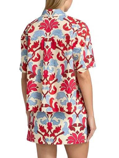 Cara Cara Women's Calvia Floral Cotton Poplin Oversized Shirt - Fluer Crest Ivory - Size XL | Thumbnail 5 Cara Cara Women's Calvia Floral Cotton Poplin Oversized Shirt - Fluer Crest Ivory - Size XL | Thumbnail 5