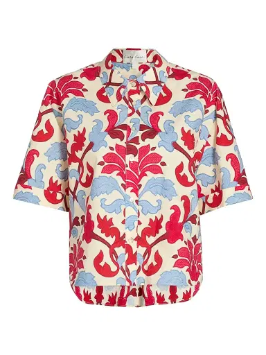 Cara Cara Women's Calvia Floral Cotton Poplin Oversized Shirt - Fluer Crest Ivory - Size XL | Thumbnail 1 Cara Cara Women's Calvia Floral Cotton Poplin Oversized Shirt - Fluer Crest Ivory - Size XL | Thumbnail 1