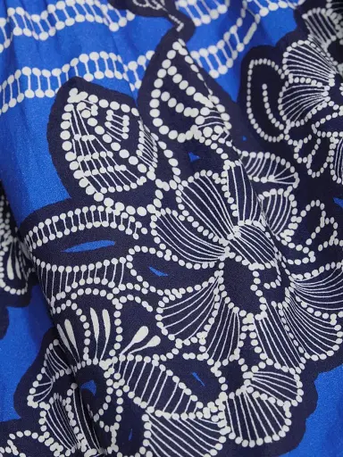 Cara Cara Women's Chase Floral Cotton Tiered Midi-Skirt - Carved Petals Cobalt - Size Medium | Thumbnail 7