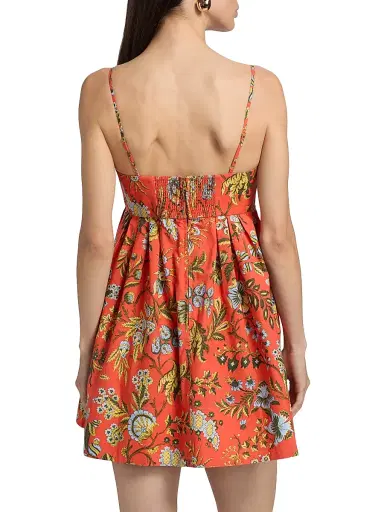 Cara Cara Women's Leo Floral Cotton Minidress - Clover Orange - Size XL | Thumbnail 5