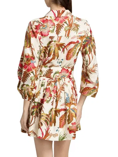 Cara Cara Women's Raya Floral Belted Mini-Shirtdress - Fauna Floral Ivory - Size 14 | Thumbnail 5