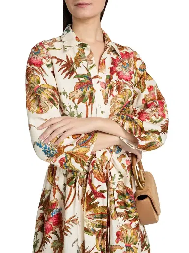 Cara Cara Women's Raya Floral Belted Mini-Shirtdress - Fauna Floral Ivory - Size 14 | Thumbnail 6