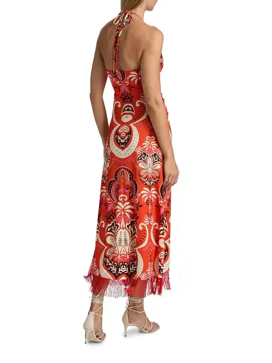 Cara Cara Women's Shelter Island Printed Halterneck Dress - Palm Pavillion Coral | Thumbnail 5