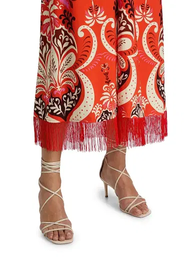Cara Cara Women's Shelter Island Printed Halterneck Dress - Palm Pavillion Coral | Thumbnail 6