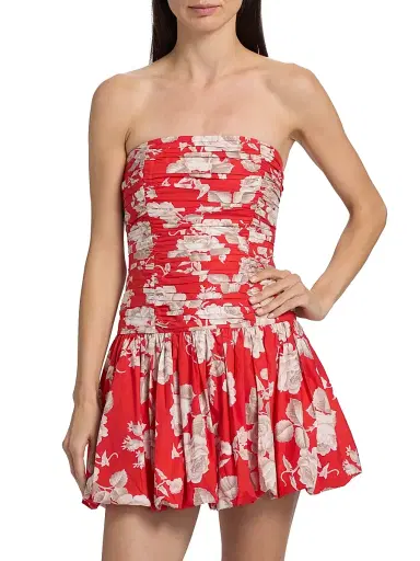 Cara Cara Women's Montreal Floral Dropwaist Minidress - Rosebud Red - Size 12 | Thumbnail 3 Cara Cara Women's Montreal Floral Dropwaist Minidress - Rosebud Red - Size 12 | Thumbnail 3