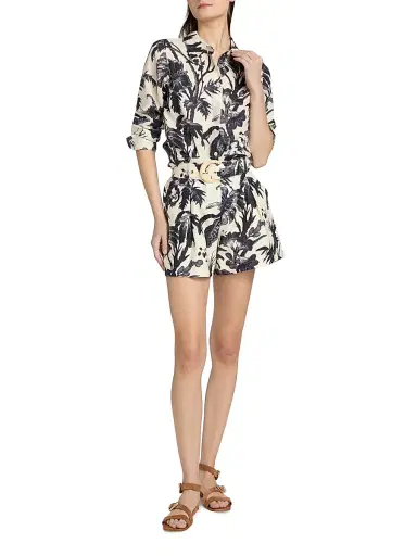 Cara Cara Women's Perfect Floral Linen Shirt - Fauna Floral Navy - Size Large | Thumbnail 2