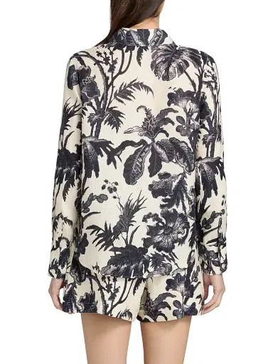 Cara Cara Women's Perfect Floral Linen Shirt - Fauna Floral Navy - Size Large | Thumbnail 5