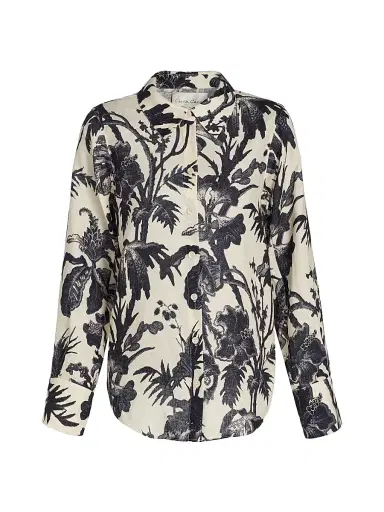 Cara Cara Women's Perfect Floral Linen Shirt - Fauna Floral Navy - Size Large | Thumbnail 1