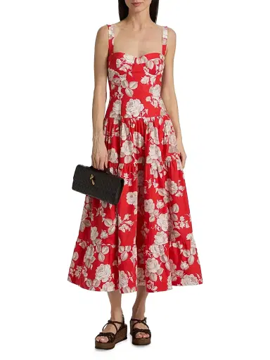 Cara Cara Women's Santiago Floral Midi-Dress - Rosebud Red - Size 12 | Thumbnail 3 Cara Cara Women's Santiago Floral Midi-Dress - Rosebud Red - Size 12 | Thumbnail 3