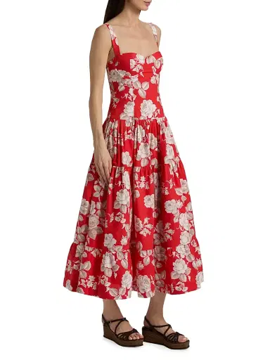 Cara Cara Women's Santiago Floral Midi-Dress - Rosebud Red - Size 12 | Thumbnail 4 Cara Cara Women's Santiago Floral Midi-Dress - Rosebud Red - Size 12 | Thumbnail 4