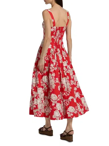 Cara Cara Women's Santiago Floral Midi-Dress - Rosebud Red - Size 12 | Thumbnail 5 Cara Cara Women's Santiago Floral Midi-Dress - Rosebud Red - Size 12 | Thumbnail 5