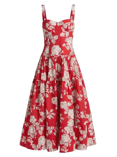 Cara Cara Women's Santiago Floral Midi-Dress - Rosebud Red - Size 12 | Thumbnail 1 Cara Cara Women's Santiago Floral Midi-Dress - Rosebud Red - Size 12 | Thumbnail 1