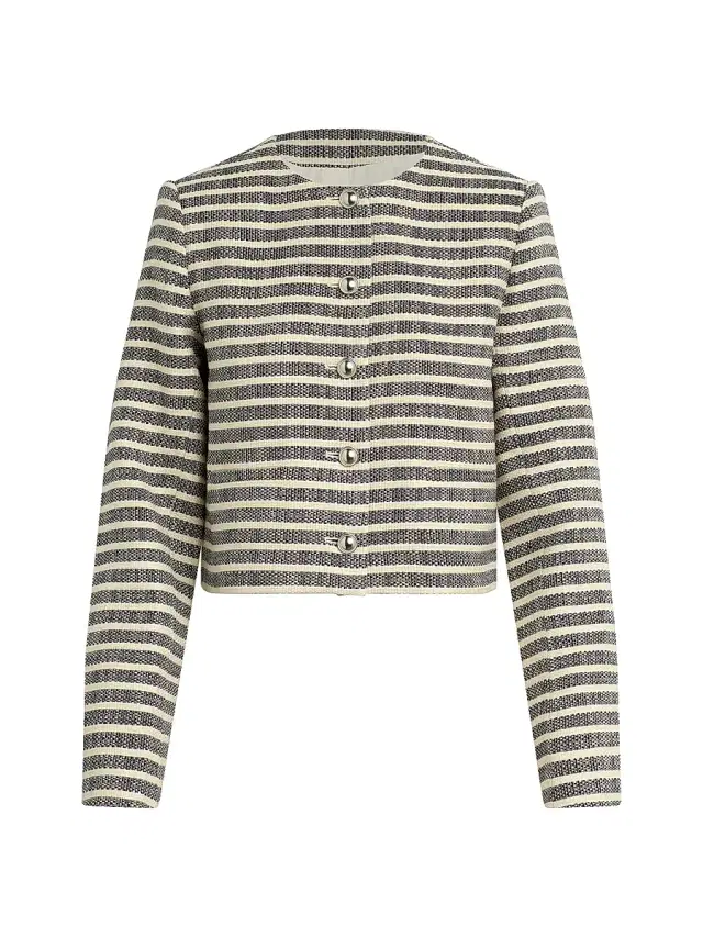 Joe's Jeans Women's The Talia Striped Crop Jacket - Midnight Ecru