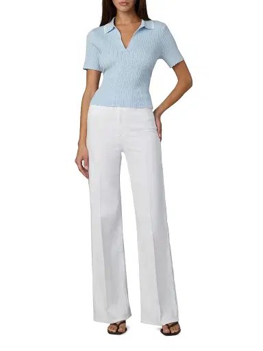 Joe's Jeans Women's The Jess Pointelle-Knit Polo Shirt - Powder Blue | Thumbnail 2 Joe's Jeans Women's The Jess Pointelle-Knit Polo Shirt - Powder Blue | Thumbnail 2