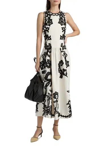 Ulla Johnson Women's Sonali Appliqué-Embroidered Cotton Midi-Dress - Anemone | Thumbnail 3