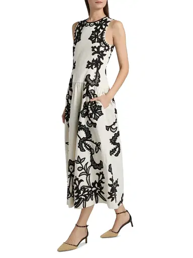 Ulla Johnson Women's Sonali Appliqué-Embroidered Cotton Midi-Dress - Anemone | Thumbnail 4