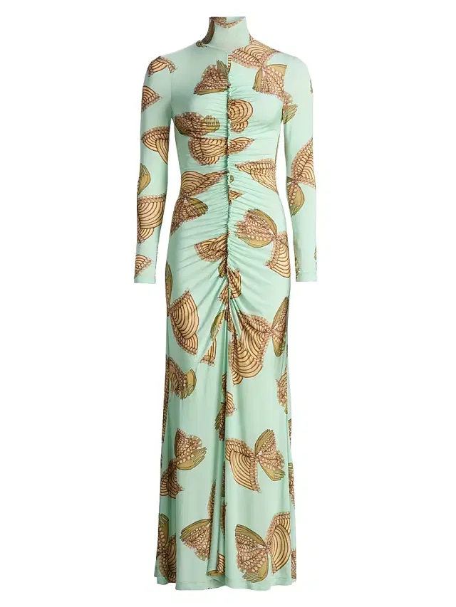 Ulla Johnson Women's Anna Zemankova Ida Printed Ruched Maxi Dress - Water Blossoms