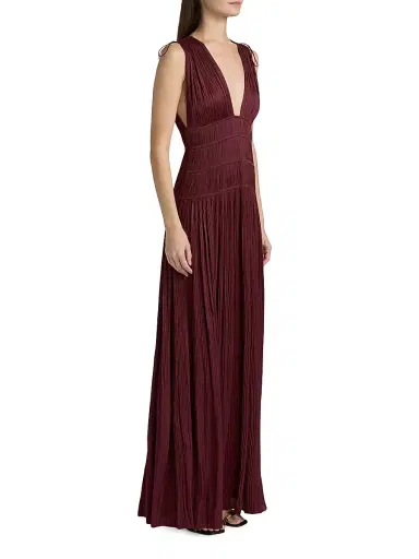 Ulla Johnson Women's Tasneem Pleated Satin Gown - Claret | Thumbnail 4 Ulla Johnson Women's Tasneem Pleated Satin Gown - Claret | Thumbnail 4