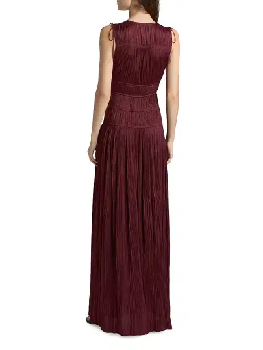 Ulla Johnson Women's Tasneem Pleated Satin Gown - Claret | Thumbnail 5 Ulla Johnson Women's Tasneem Pleated Satin Gown - Claret | Thumbnail 5