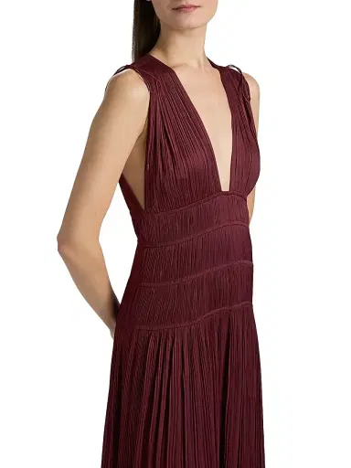 Ulla Johnson Women's Tasneem Pleated Satin Gown - Claret | Thumbnail 6 Ulla Johnson Women's Tasneem Pleated Satin Gown - Claret | Thumbnail 6