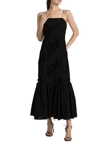 Ulla Johnson Women's Augustina Textured-Pleat Maxi Dress | Thumbnail 2