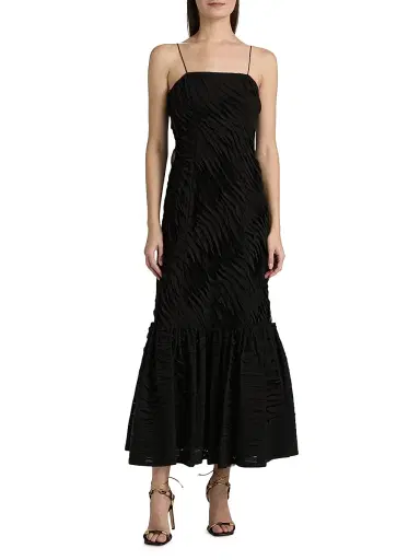 Ulla Johnson Women's Augustina Textured-Pleat Maxi Dress | Thumbnail 3