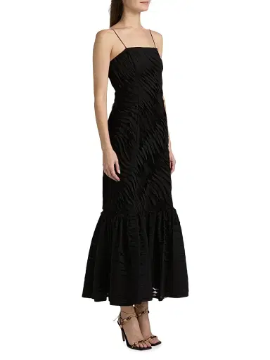 Ulla Johnson Women's Augustina Textured-Pleat Maxi Dress | Thumbnail 4
