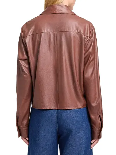 TWP Women's Tieneck Leather Shirt - Cigar | Thumbnail 5