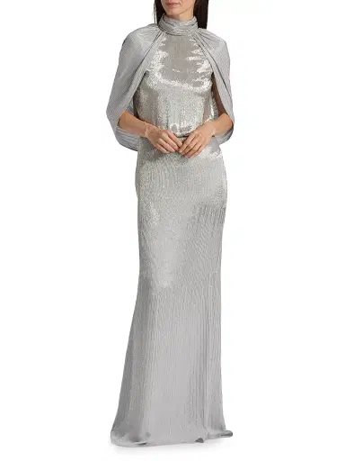 Oscar de la Renta Women's Bugle-Beaded Ombré Silk Georgette Open Back Gown - Smoke | Thumbnail 2 Oscar de la Renta Women's Bugle-Beaded Ombré Silk Georgette Open Back Gown - Smoke | Thumbnail 2