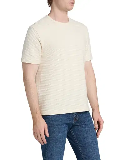Frame Men's Jacquard Striped Crewneck T-Shirt - Cream - Size XXL | Thumbnail 4 Frame Men's Jacquard Striped Crewneck T-Shirt - Cream - Size XXL | Thumbnail 4