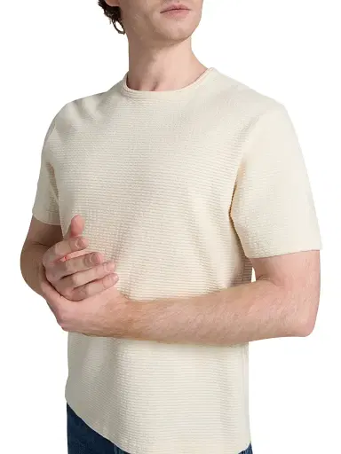Frame Men's Jacquard Striped Crewneck T-Shirt - Cream - Size XXL | Thumbnail 6 Frame Men's Jacquard Striped Crewneck T-Shirt - Cream - Size XXL | Thumbnail 6