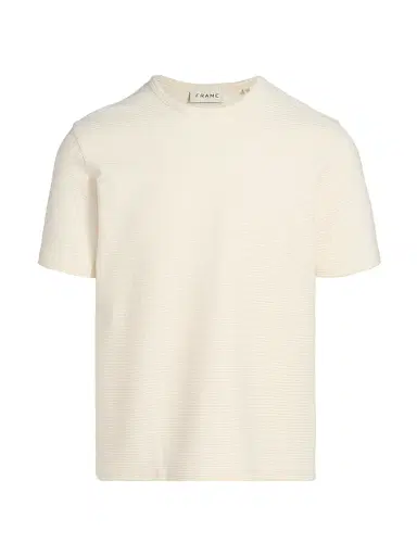 Frame Men's Jacquard Striped Crewneck T-Shirt - Cream - Size XXL | Thumbnail 1 Frame Men's Jacquard Striped Crewneck T-Shirt - Cream - Size XXL | Thumbnail 1