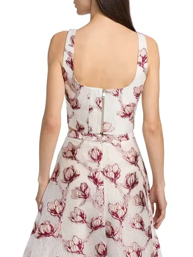 Milly Women's Paige Floral Jacquard Crop Top - Pink White | Thumbnail 5